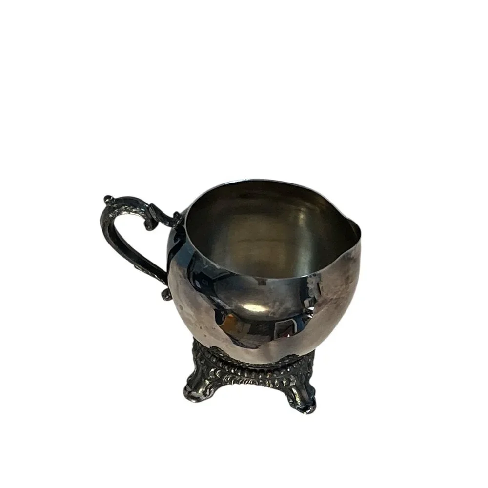Vintage Silverplate Creamer & Sugar Bowl Set – Wm. A Rogers Sugar, Ornate Footed